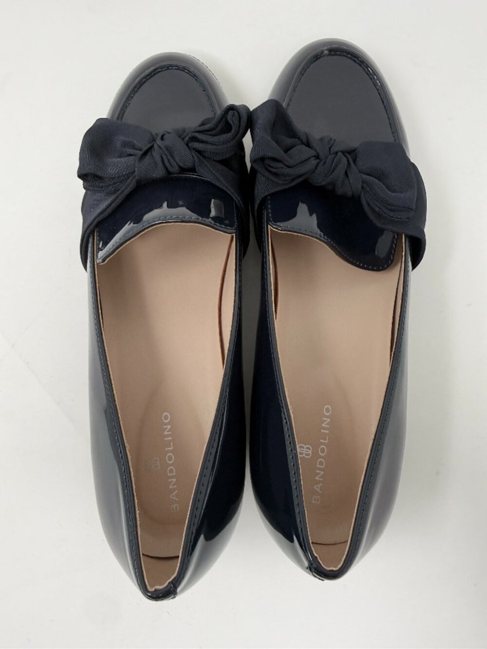 Patent Navy Bandolino Bow Loafers